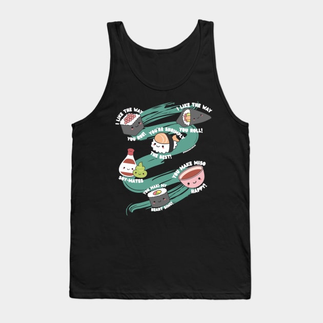 Cute Sushi Puns, Sashimi Tank Top by Designs by Niklee